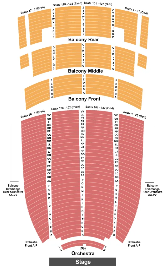 seating chart for Paramount Theatre - Oakland - End Stage - eventticketscenter.com