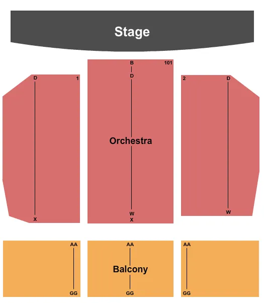 seating chart for Paramount Theatre - Middletown - Endstage Reserved - eventticketscenter.com