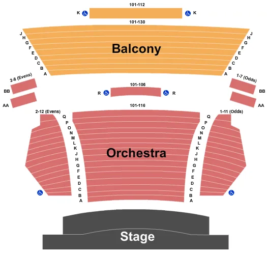 seating chart for Orchard Stage At Paramount Center - End Stage - eventticketscenter.com