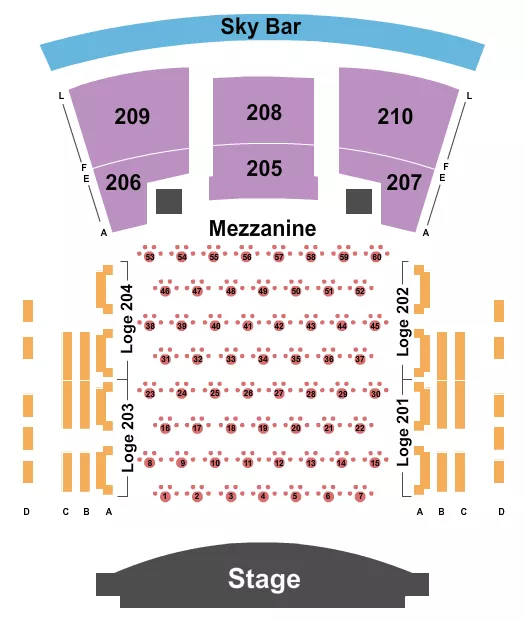 seating chart for Paramount Theatre - Huntington - Cabaret Tables - eventticketscenter.com