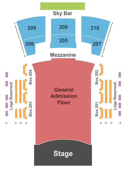 seating chart for Paramount Theatre - Huntington - Endstage GA Floor - eventticketscenter.com