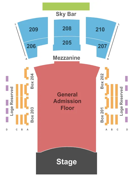 seating chart for Paramount Theatre - Huntington - Endstage GA Floor - 2 - eventticketscenter.com