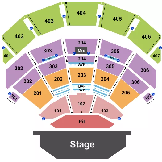 seating chart for Dolby Live at Park MGM - Endstage Pit - eventticketscenter.com
