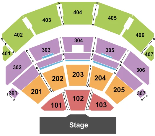 seating chart for Dolby Live at Park MGM - End Stage - eventticketscenter.com
