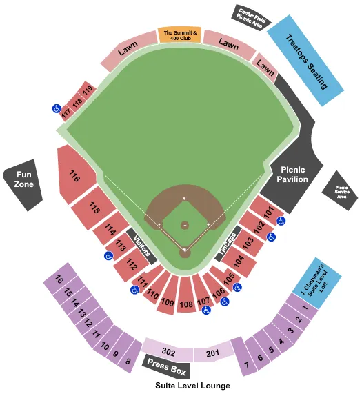 seating chart for Parkview Field - Baseball - eventticketscenter.com