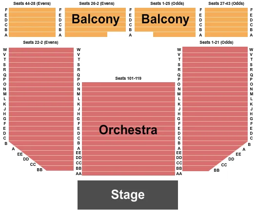 seating chart for Patchogue Theater For The Performing Arts - Endstage 2 - eventticketscenter.com