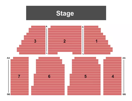 seating chart for Paul A. Johnston Auditorium - End Stage - eventticketscenter.com