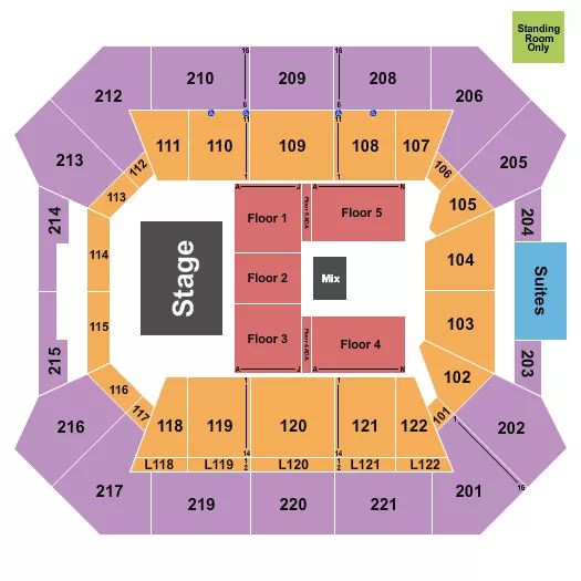 seating chart for Paul & Alejandra Foster Pavilion - Endstage 2 - eventticketscenter.com
