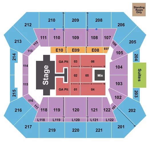 seating chart for Paul & Alejandra Foster Pavilion - Endstage GA Pit - eventticketscenter.com