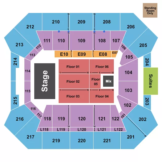 seating chart for Paul & Alejandra Foster Pavilion - Endstage - eventticketscenter.com