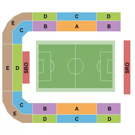 LA28 - Football Seating Chart at PayPal Park. The chart shows the main floor/stage with seating options surrounding it, which are color coded