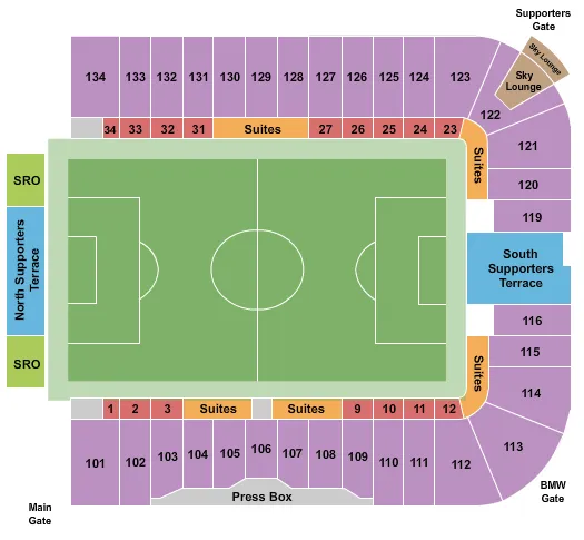 seating chart for PayPal Park - Soccer 2 - eventticketscenter.com