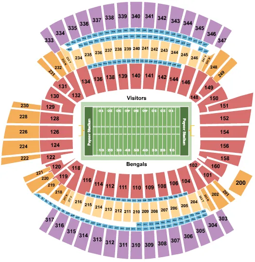seating chart for Paycor Stadium - Football - eventticketscenter.com