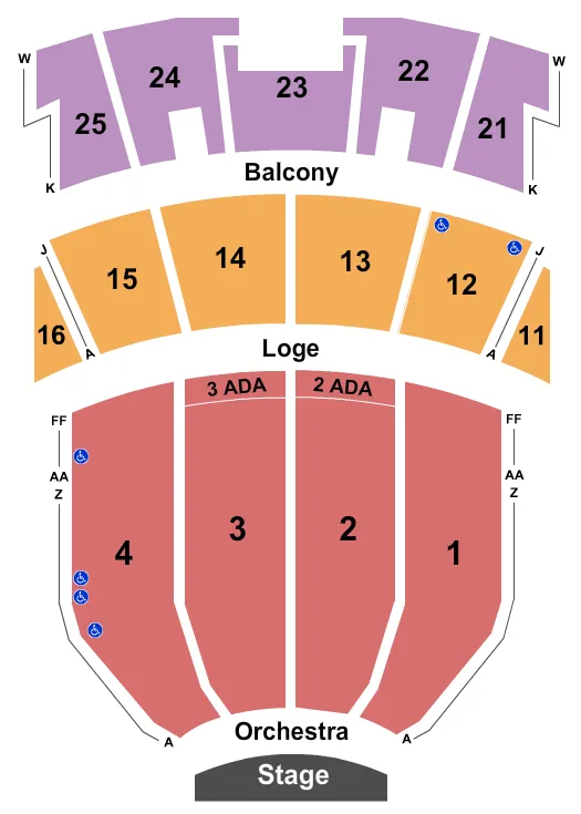 seating chart for Peabody Auditorium - End Stage - eventticketscenter.com