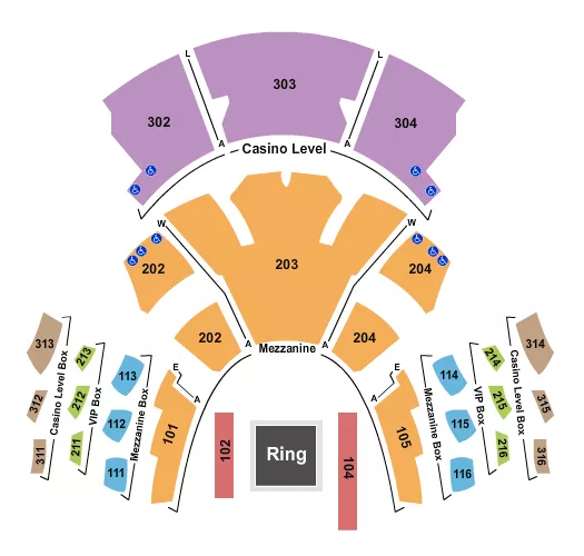 seating chart for Pearl Concert Theater At Palms Casino Resort - Wrestling - AEW - eventticketscenter.com