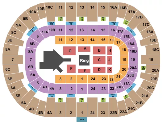 seating chart for Pechanga Arena - San Diego - WWE 2024 - eventticketscenter.com