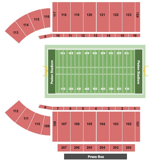 seating chart for Peden Stadium - Football - eventticketscenter.com