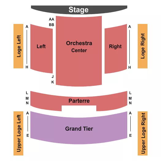 seating chart for Peebles Theatre - CNU Ferguson Center for the Arts - End Stage - eventticketscenter.com