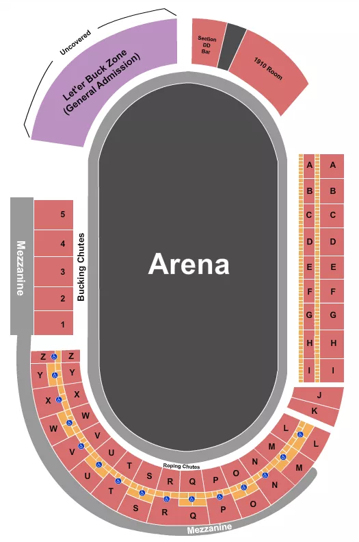 seating chart for Pendleton Round-Up Stadium - Rodeo 2 - eventticketscenter.com