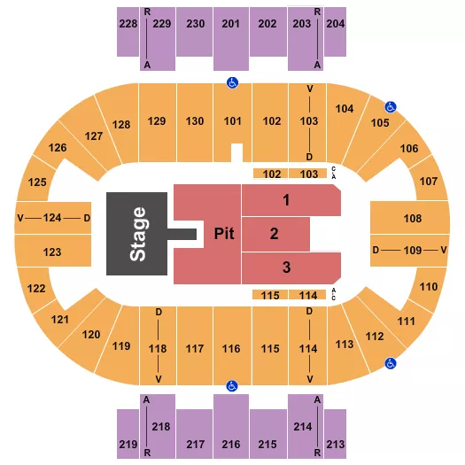 seating chart for Pensacola Bay Center - Brantley Gilbert - eventticketscenter.com