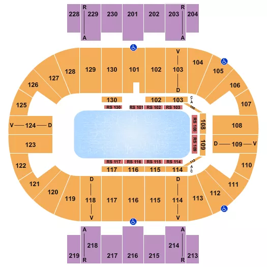 seating chart for Pensacola Bay Center - Disney On Ice 2 - eventticketscenter.com