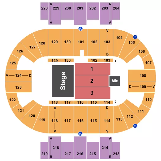 seating chart for Pensacola Bay Center - Half House RSV - eventticketscenter.com