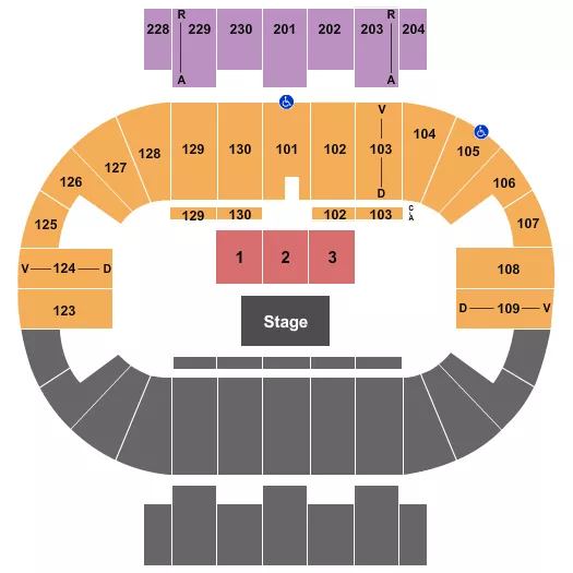 seating chart for Pensacola Bay Center - Halfhouse Side - eventticketscenter.com