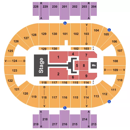 seating chart for Pensacola Bay Center - TobyMac - eventticketscenter.com