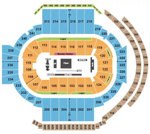 seating chart for PeoplesBank Arena - Gymnastics - eventticketscenter.com