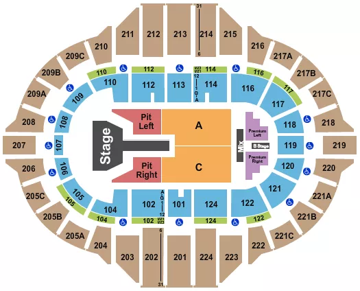 seating chart for Peoria Civic Center - Arena - Brandon Lake - eventticketscenter.com