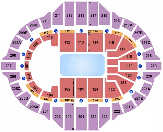 seating chart for Peoria Civic Center - Arena - Disney on Ice - eventticketscenter.com