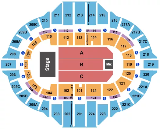 seating chart for Peoria Civic Center - Arena - End Stage 2 - eventticketscenter.com
