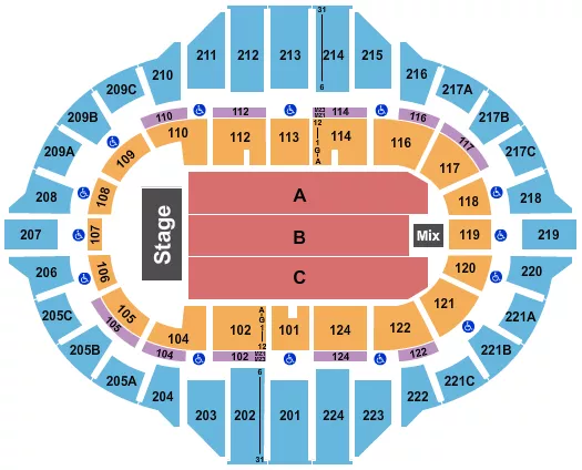 seating chart for Carver Arena At Peoria Civic Center - Endstage 3 - eventticketscenter.com