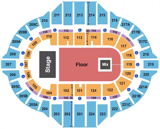 seating chart for Peoria Civic Center - Arena - Half House GA Floor - eventticketscenter.com