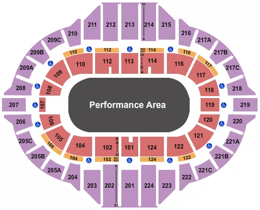 seating chart for Peoria Civic Center - Arena - Monster Trucks - eventticketscenter.com