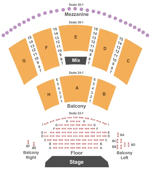 seating chart for Peppermill Concert Hall - End Stage - eventticketscenter.com