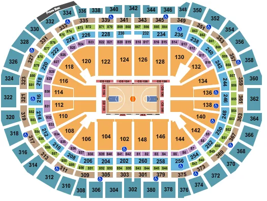 seating chart for Ball Arena - Basketball Row - eventticketscenter.com