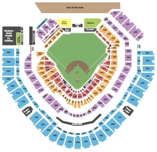 seating chart for Petco Park - Baseball - eventticketscenter.com