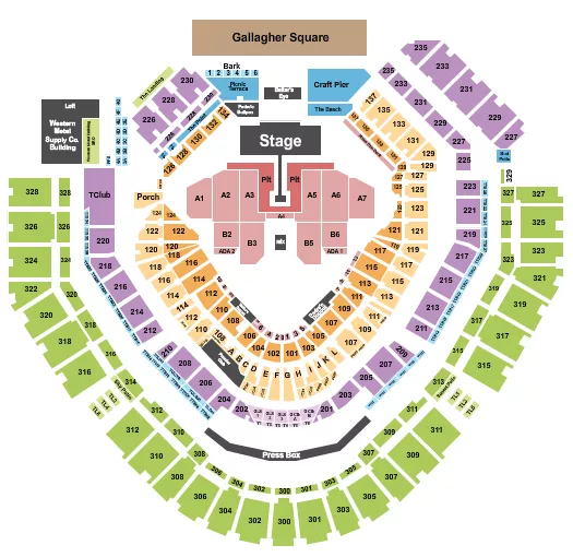 seating chart for Petco Park - Green Day 2024 - eventticketscenter.com