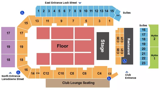 seating chart for Peterborough Memorial Centre - Endstage Floor - eventticketscenter.com