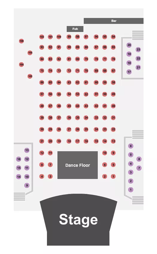 seating chart for Phil Long Music Hall At Bourbon Brothers - CO - DanceFL/Tables - eventticketscenter.com