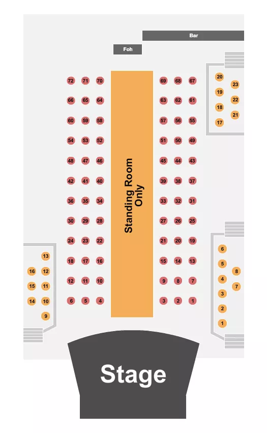 seating chart for Phil Long Music Hall at Bourbon Brothers - CO - SRO/Table 5 - eventticketscenter.com