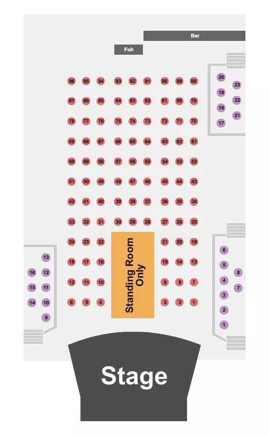seating chart for Phil Long Music Hall at Bourbon Brothers - CO - SRO/Table 6 - eventticketscenter.com