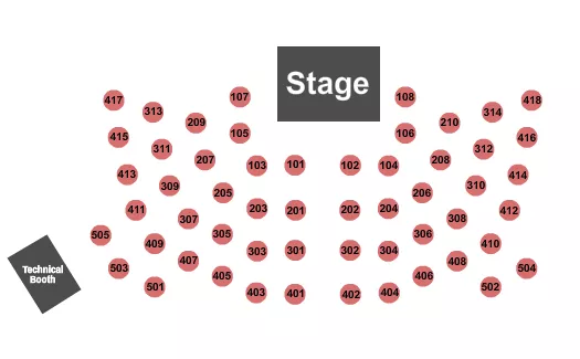 seating chart for UpStage at the Curtis Phillips Center for the Performing Arts - End Stage - eventticketscenter.com