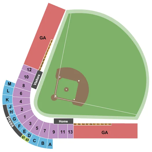 seating chart for Phoenix Municipal Stadium - Baseball - eventticketscenter.com