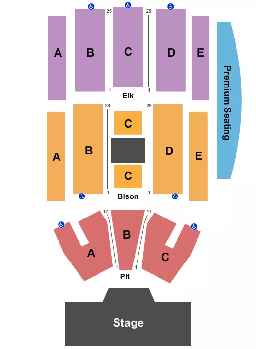 seating chart for Pinewood Bowl Theater - End Stage - eventticketscenter.com