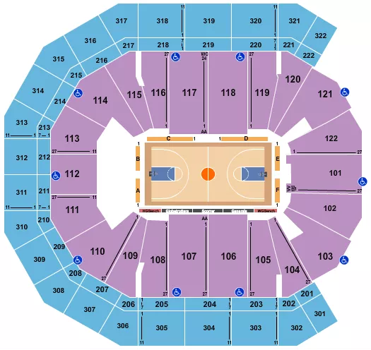 seating chart for Pinnacle Bank Arena - Basketball - Globetrotters - eventticketscenter.com