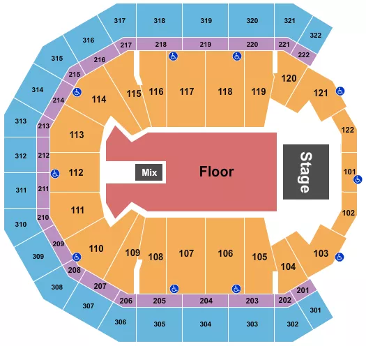 seating chart for Pinnacle Bank Arena - Endstage GA Floor - eventticketscenter.com
