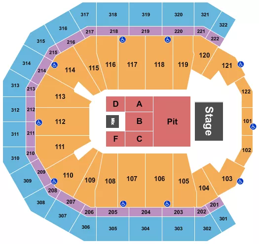 seating chart for Pinnacle Bank Arena - Endstage Pit 3 - eventticketscenter.com