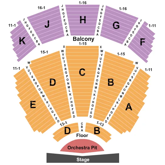 seating chart for Pioneer Center for The Performing Arts - End Stage - eventticketscenter.com